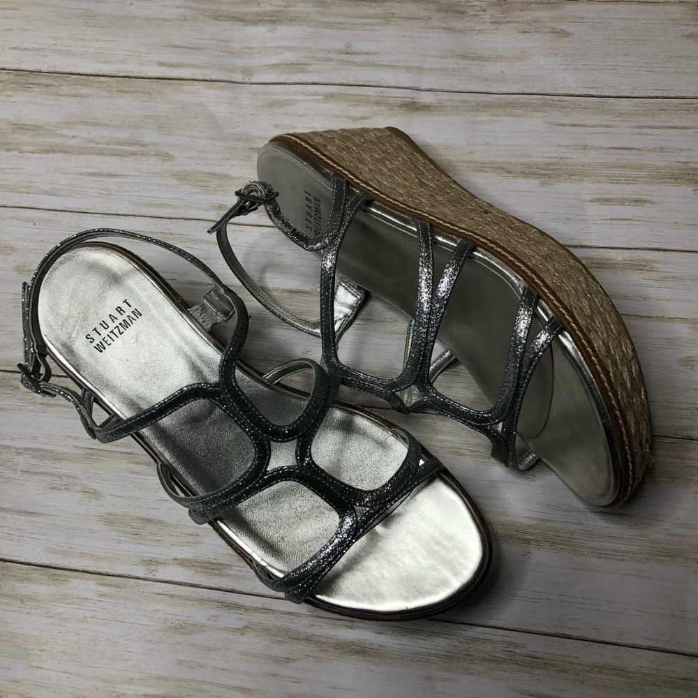 Stuart Weitzman Metallic Glitter Foursome Sandal - Picture 4 of 7